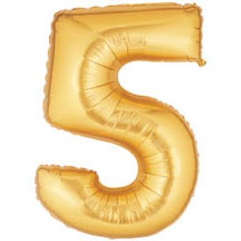 Gold Number 5 Mylar Balloon